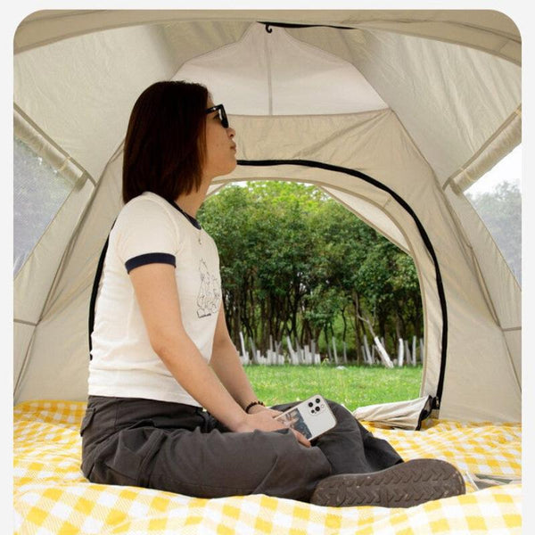 Elosung Dark Green 3 4 Person Lightweight Camping Tent (210*200*135Cm) | Uv Protection Silver Coated Dual Doors & Windows Tents