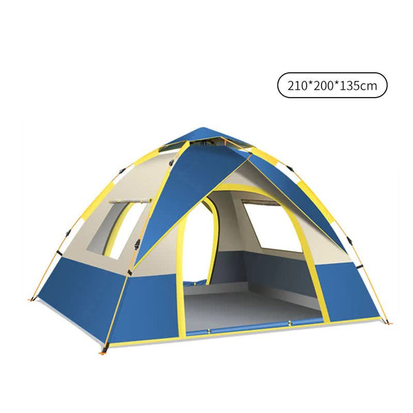 Elosung Blue 3 4 Person Lightweight Camping Tent (210*200*135Cm) | Uv Protection Silver Coated Dual Doors & Windows Tents