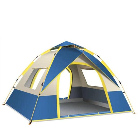 Elosung Blue 3 4 Person Lightweight Camping Tent (210*200*135Cm) | Uv Protection Silver Coated Dual Doors & Windows Tents