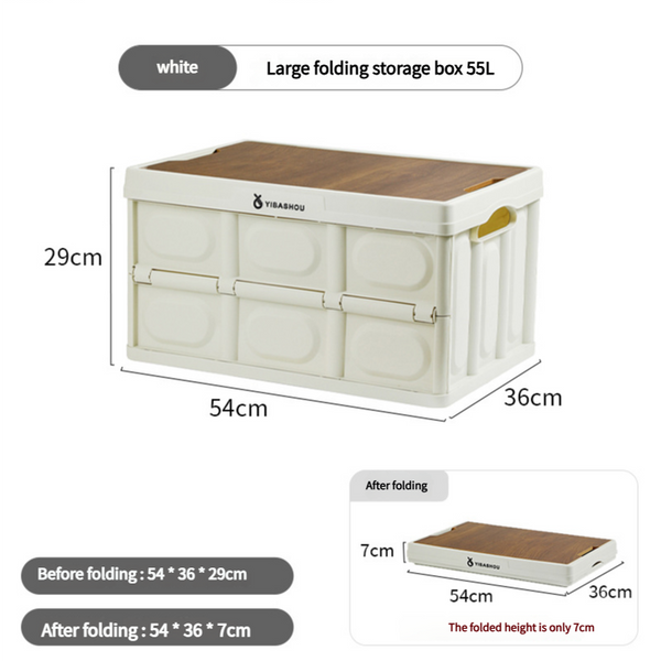 Elosung 54 X 36 29 Cm Collapsible White Outdoor Storage Box | Large Capacity Foldable To 7 Durable Design Storage Deck Boxes