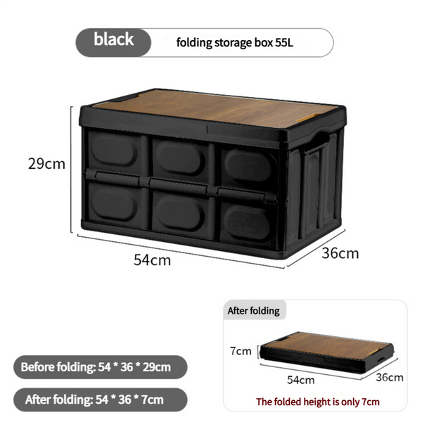 Elosung 54*36*29 Cm Collapsible Black Outdoor Storage Box | Large Capacity Foldable To 7Cm Durable Design Storage Deck Boxes