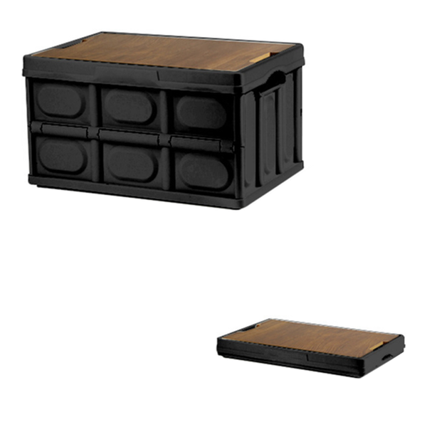 Elosung 54*36*29 Cm Collapsible Black Outdoor Storage Box | Large Capacity Foldable To 7Cm Durable Design Storage Deck Boxes