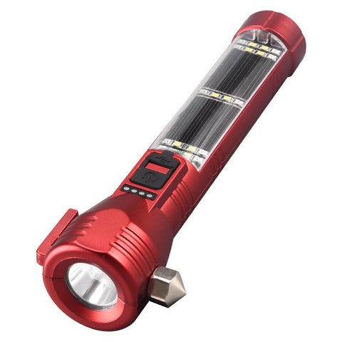 Elosung Multi Functional Safety Flashlight Rechargeable Waterproof Emergency Torch With Usb Charging High Lumen For Outdoor Survival Use (Red) Flashli