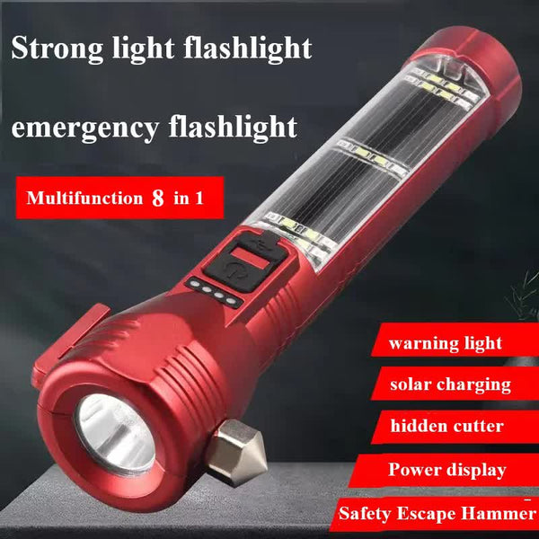 Elosung Multi Functional Safety Flashlight Rechargeable Waterproof Emergency Torch With Usb Charging High Lumen For Outdoor Survival Use (Black) Flash