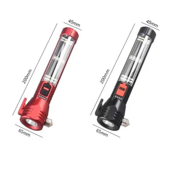 Elosung Multi Functional Safety Flashlight Rechargeable Waterproof Emergency Torch With Usb Charging High Lumen For Outdoor Survival Use (Black) Flash