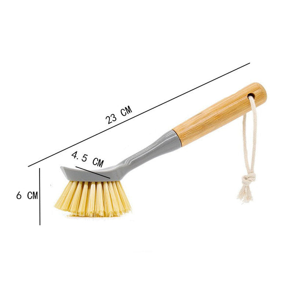 Elosung Eco Friendly Dish Scrub Brush Gray 2 Pcs Natural Bamboo Handle With Durable Bristles Random Rope Color Mops Brooms & Scrubbers
