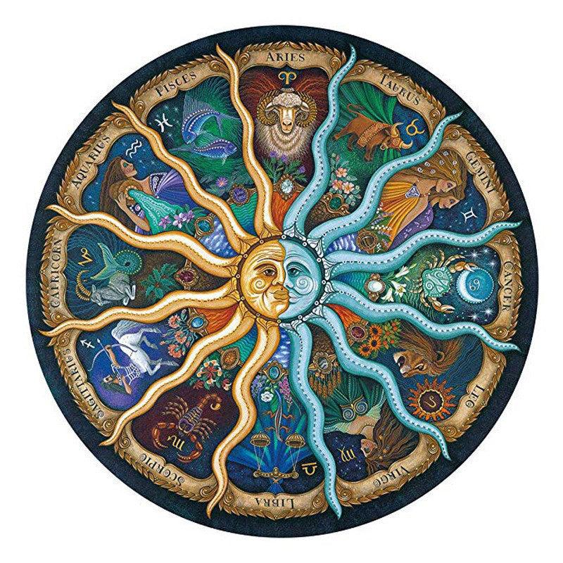 Elosung 500 Piece Zodiac Circle Jigsaw Puzzle Colorful Astrology Sun Moon For Adults Kids Puzzles
