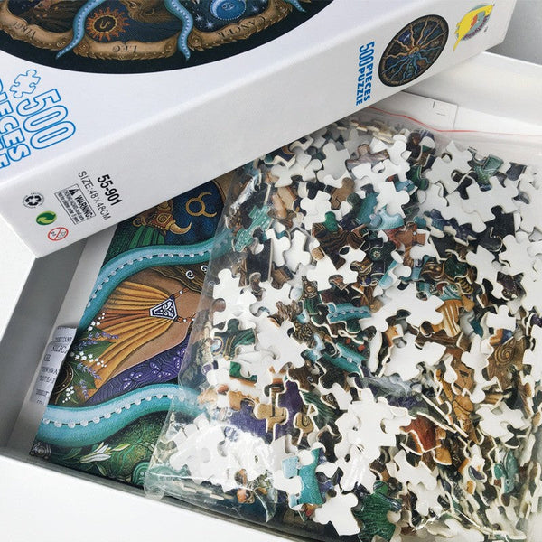 Elosung 500 Piece Zodiac Circle Jigsaw Puzzle Colorful Astrology Sun Moon For Adults Kids Puzzles