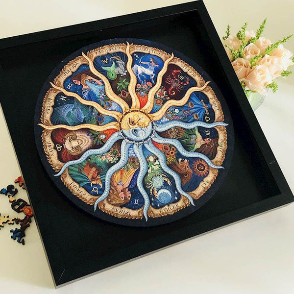 Elosung 500 Piece Zodiac Circle Jigsaw Puzzle Colorful Astrology Sun Moon For Adults Kids Puzzles