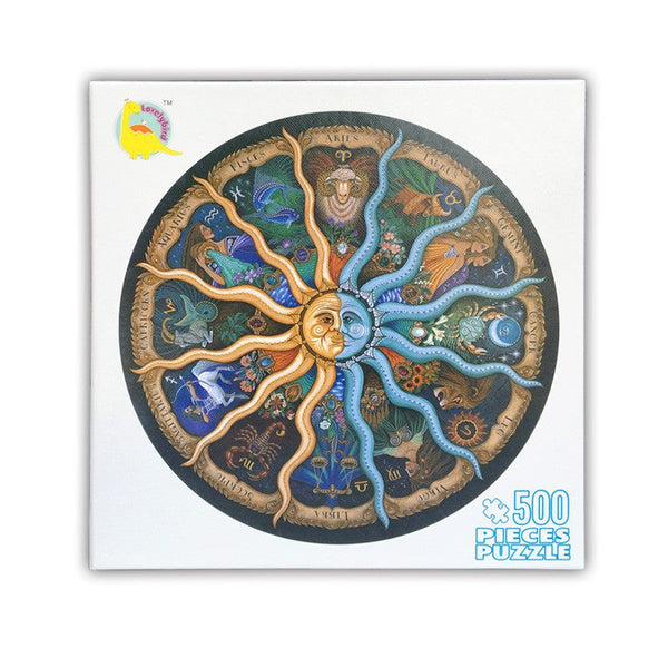 Elosung 500 Piece Zodiac Circle Jigsaw Puzzle Colorful Astrology Sun Moon For Adults Kids Puzzles