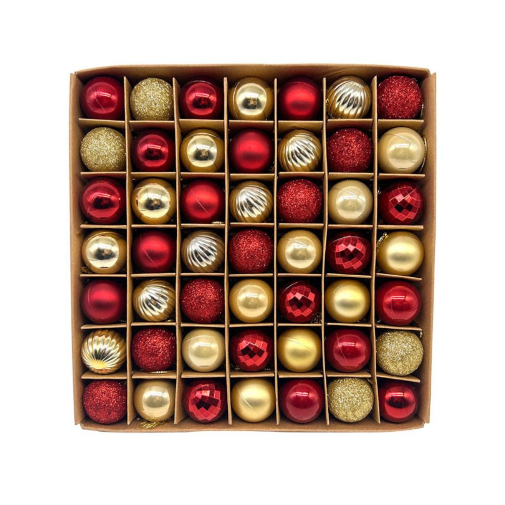 Elosung 49 Piece Christmas Ornament Set 3Cm Red Gold Baubles For Tree Decoration Seasonal Decorations