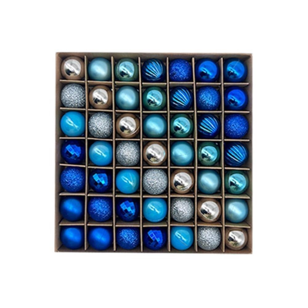 Elosung 49 Piece Christmas Ornament Set 3Cm Blue Silver Baubles For Tree Decoration Seasonal Decorations