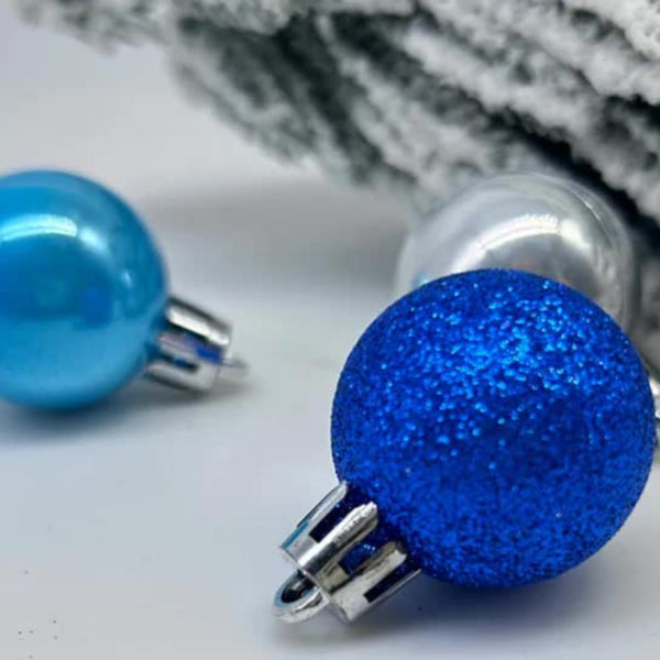 Elosung 49 Piece Christmas Ornament Set 3Cm Blue Silver Baubles For Tree Decoration Seasonal Decorations