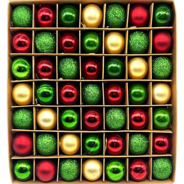 Elosung 49 Piece Christmas Ornament Set 3Cm Red Greengold Baubles For Tree Decoration Seasonal Decorations