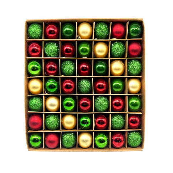 Elosung 49 Piece Christmas Ornament Set 3Cm Red Greengold Baubles For Tree Decoration Seasonal Decorations