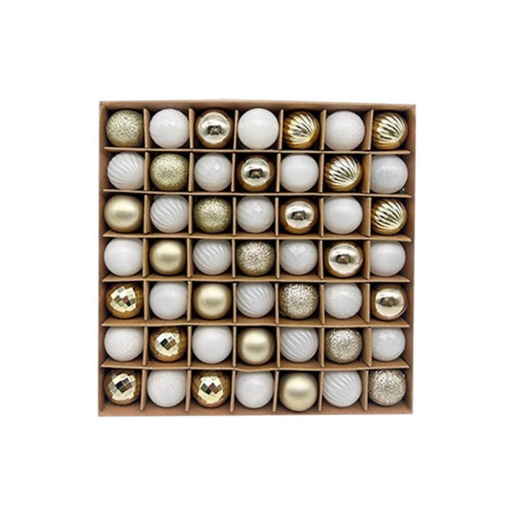 Elosung 49 Piece Christmas Ornament Set 3Cm White Gold Baubles For Tree Decoration Seasonal Decorations