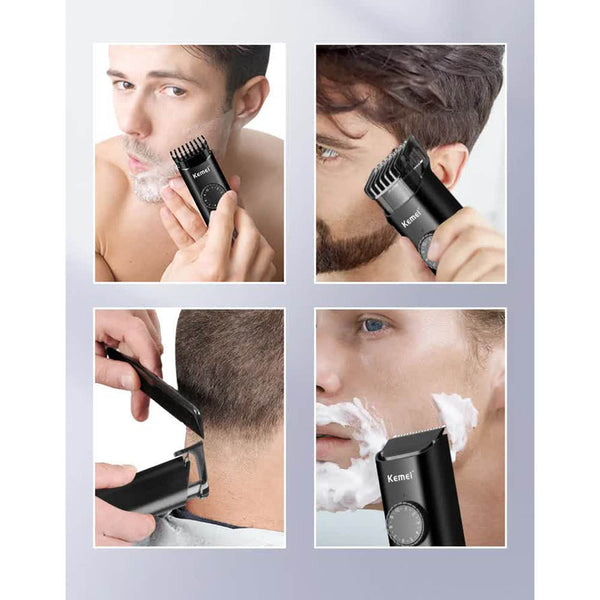 Km 1247 Rechargeable Hair Beard Trimmer Precision Grooming Kit With Usb Charging Cable Cleaning Brush Oil Clippers & Trimmers