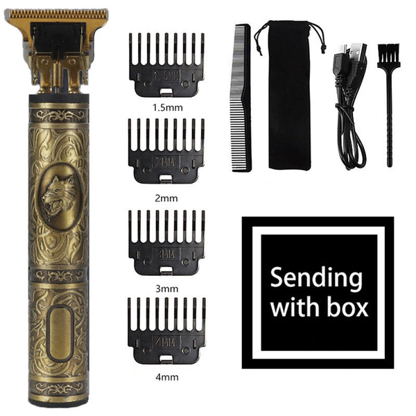 Elosung Wolf Emblem Cordless Hair Trimmer (Gold) Professional Grooming Kit With Guards Usb Charging And Accessories Clippers & Trimmers