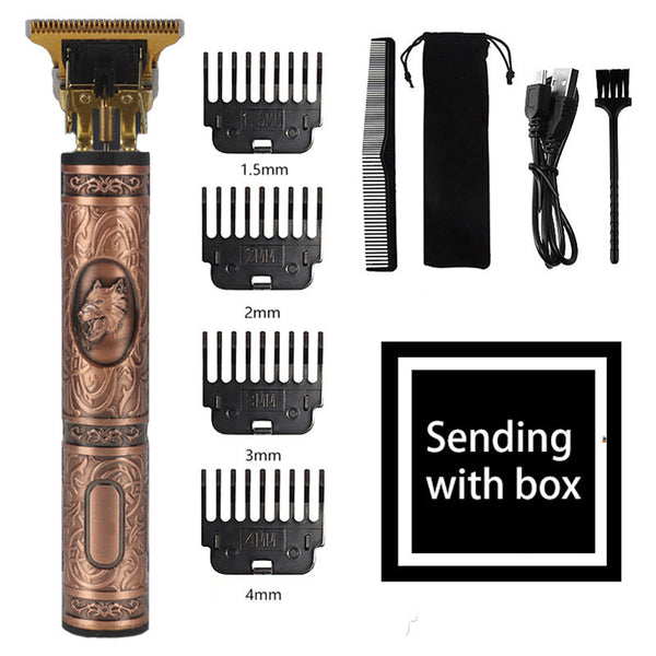 Elosung Wolf Emblem Cordless Hair Trimmer (Red) Professional Grooming Kit With Guards Usb Charging And Accessories Clippers & Trimmers