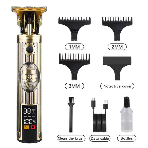 Professional Beard Design Hair Trimmer Digital Display Cordless With Guards And Usb Charging Clippers & Trimmers