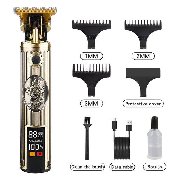 Elosung Professional Dragon Design Hair Trimmer Digital Display Cordless With Guards And Usb Charging Clippers & Trimmers