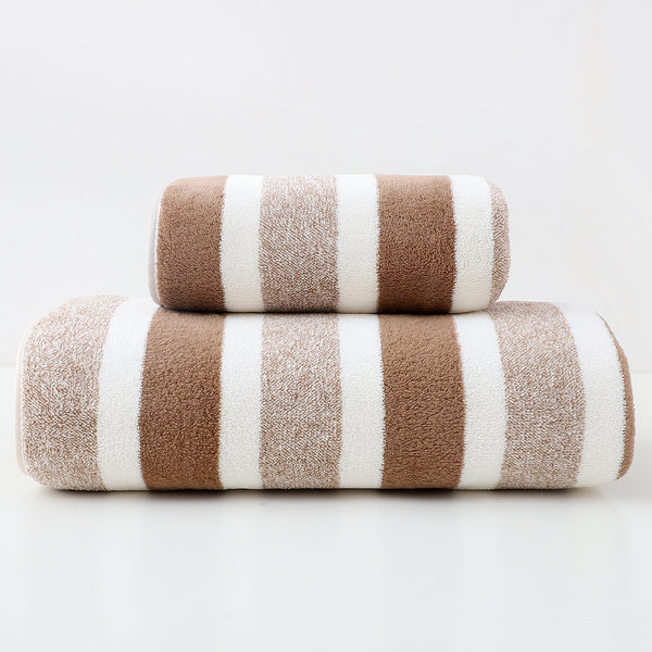 Luxury Cotton Brown Wide Stripe Towel Set 6 Piece (2 Hand Towels Bath Washcloths) Ultra Soft And Absorbent Towels & Washcloths