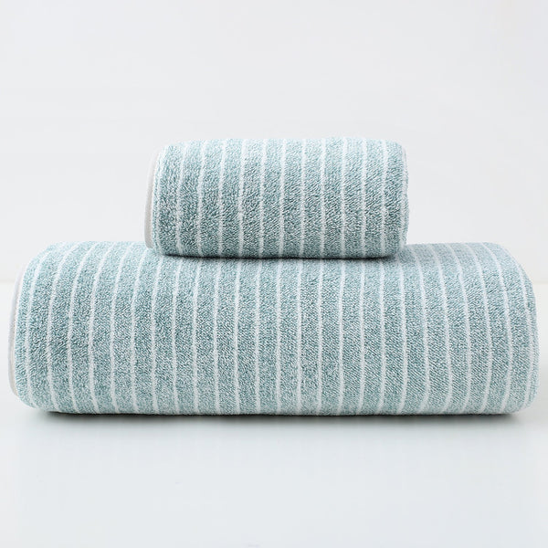 Luxury Cotton Striped Towel Set 6 Piece (2 Hand Towels Bath Washcloths) Ultra Soft And Absorbent (Green) Towels & Washcloths