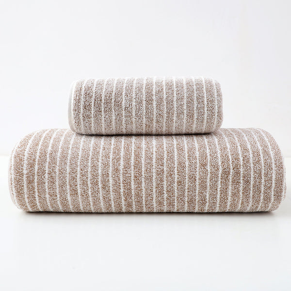 Luxury Cotton Striped Towel Set 6 Piece (2 Hand Towels Bath Washcloths) Ultra Soft And Absorbent (Brown) Towels & Washcloths