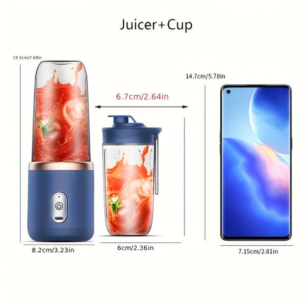 Elsoung 1 X Usb Blue Rechargeable Juicer Cup Blender For Smoothies And Juices Powerful & Compact Handheld Blenders