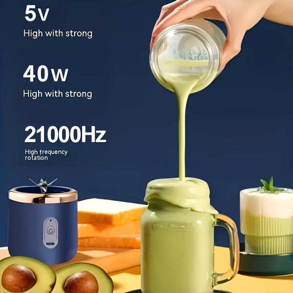 Elsoung 1 X Usb Blue Rechargeable Juicer Cup Blender For Smoothies And Juices Powerful & Compact Handheld Blenders