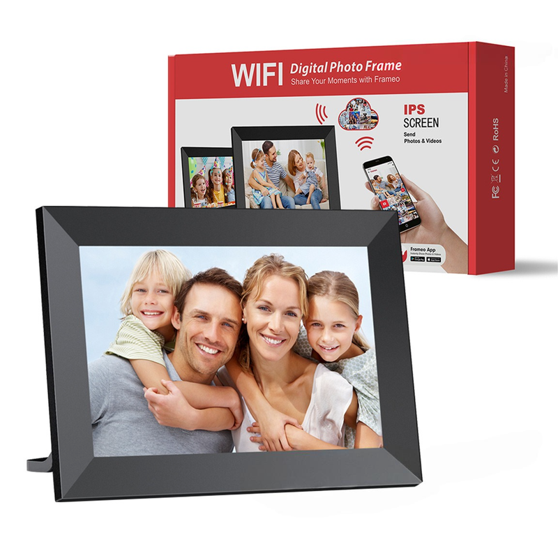 Elsoung Black 16Gb Storage 10 Inch Wifi Digital Photo Frame | Hd Display + Remote Photo/Video Sharing Via App Digital Photo Frames