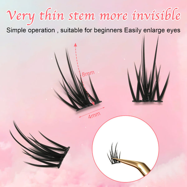 Elsoung 6 Set Different Sizes Natural Segment Cluster Eyelashes Ultra Thin Invisible Band Perfect For Beginners Diy Lash Extension Eyelash Tools