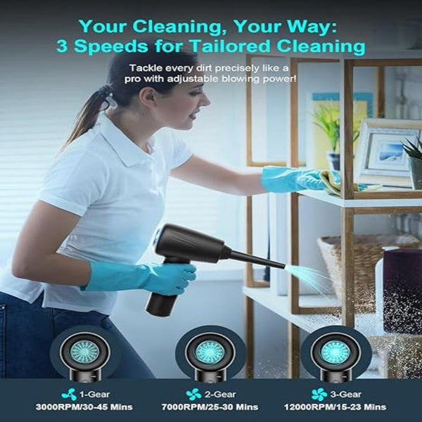 Elsoung Electric Air Duster For Cleaning Computers Keyboards Car Interiors Wireless And Portable Blower Dusters