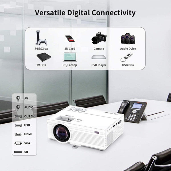 Elsoung Mini Projector With Multi Interface Connectivity For Home Theater And Business Use Fi Projectors