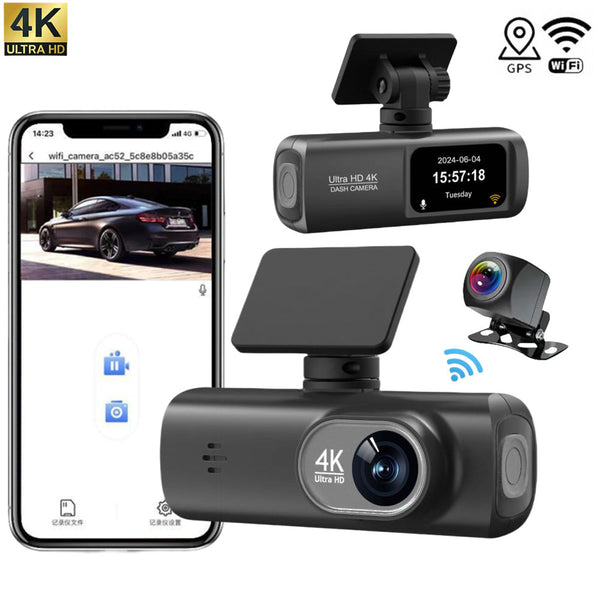 Elsoung 4K Car Dash Cam Front And Rear Dual Recording Wi Fi Connectivity Locator Technology Tracking 1080P + Resolution Rear View Monitors/Cams & Kits
