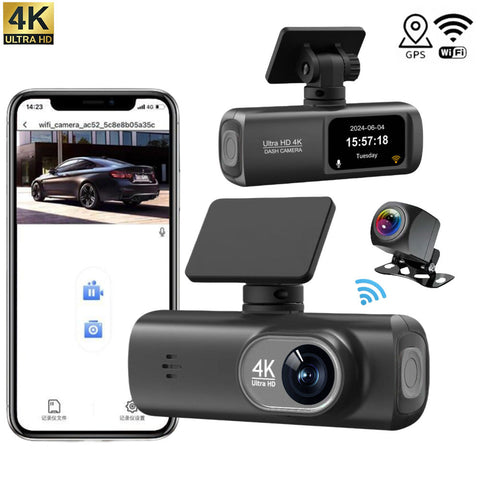 Elsoung 4K Car Dash Cam Front And Rear Dual Recording Wi Fi Connectivity Locator Technology Tracking 1080P + Resolution Rear View Monitors/Cams & Kits