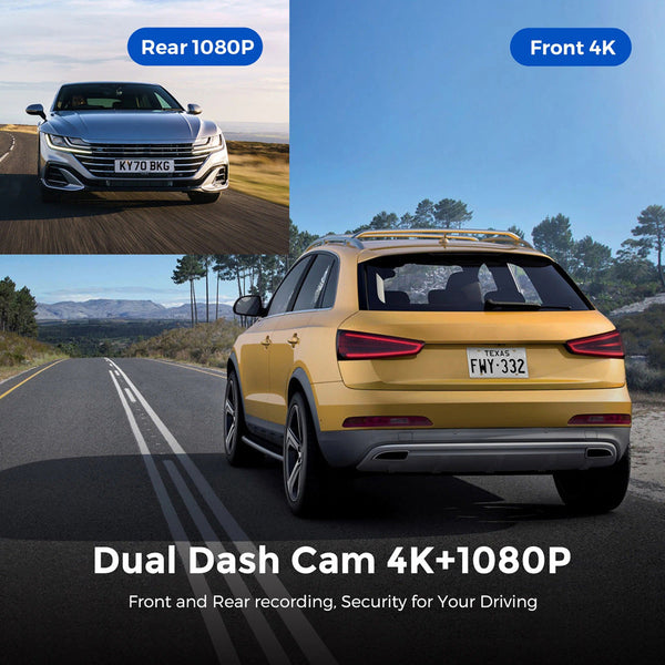 Elsoung 4K Car Dash Cam Front And Rear Dual Recording Wi Fi Connectivity Locator Technology Tracking 1080P + Resolution Rear View Monitors/Cams & Kits