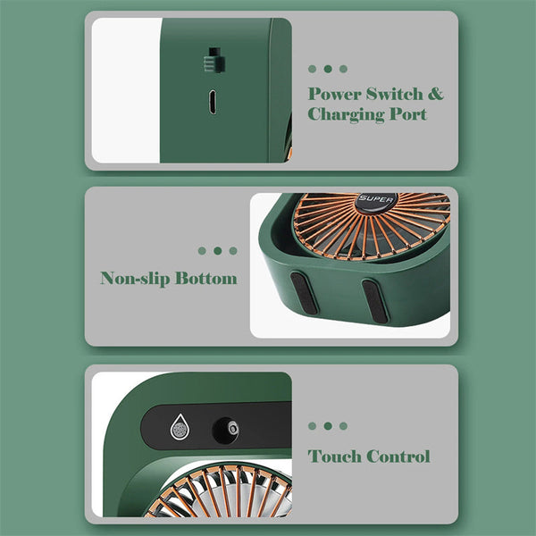 Elosung Elsoung Blue Color Usb 2 In Misting Fan & Humidifier Portable Cooling And Humidifying Solution Portable Fans