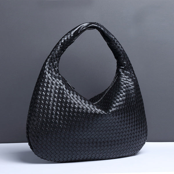 Elegant Woven Pu Leather Hobo Bag Stylish Large Capacity Shoulder Handbag For Women Women's Bags & Handbags
