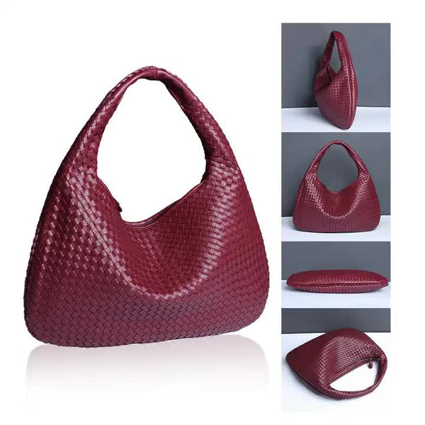 Elegant Woven Pu Leather Hobo Bag Stylish Large Capacity Shoulder Handbag For Women Women's Bags & Handbags