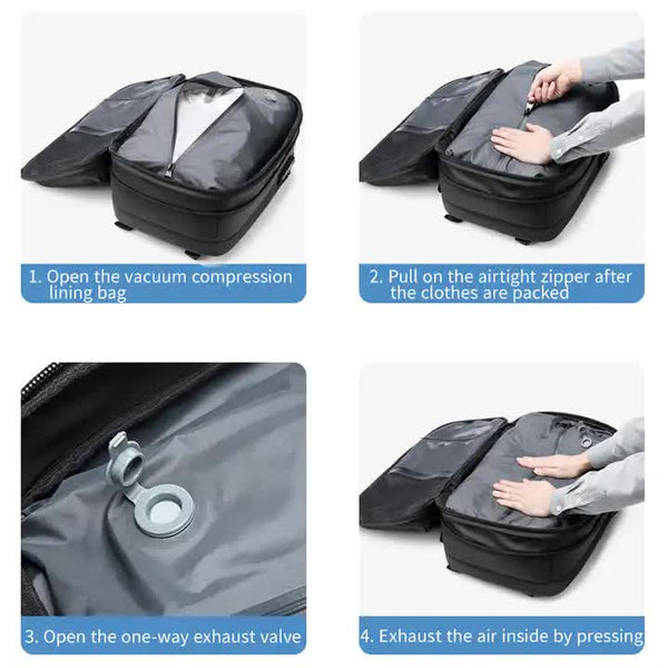 Black Expandable Waterproof Laptop Backpack Fits 17 Inch Anti Theft Design Travel Friendly Laptop Cases & Bags