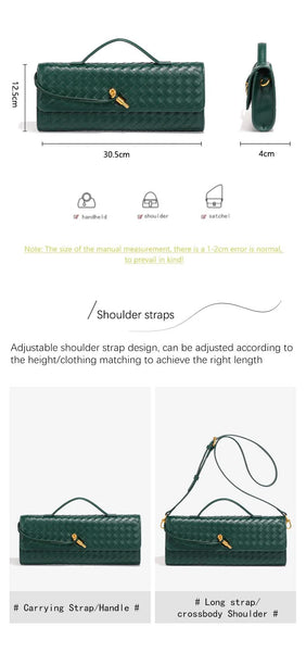 Wine Red Luxury Woven Pu Leather Clutch Bag Womens Evening Baguette Adjustable Shoulder Strap Women's Bags & Handbags