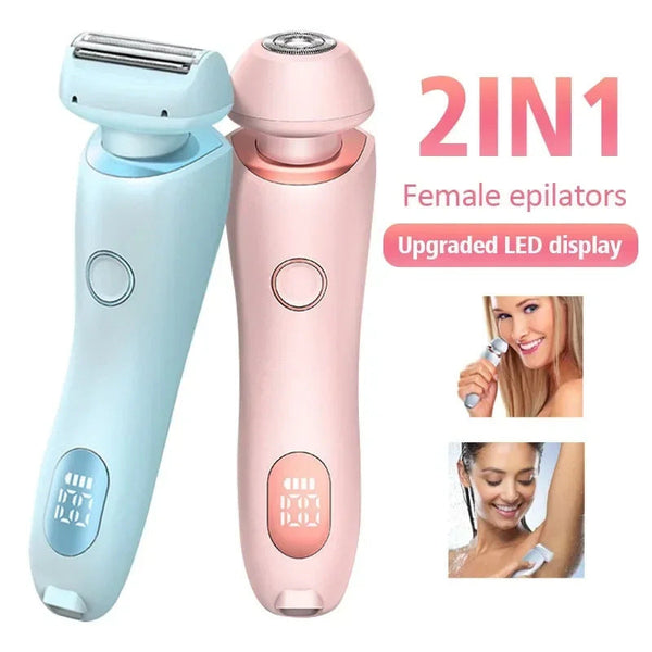 Blue 2 In 1 Electric Razor For Women Multifunctional Rechargeable Hair Removal Shaver Women's Razors