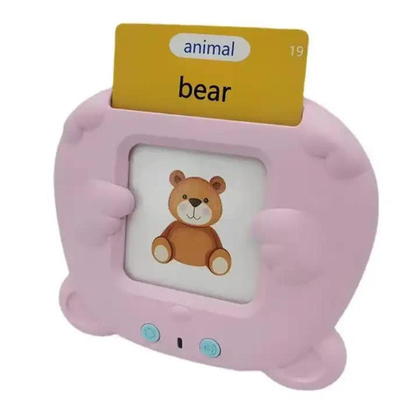 Elosung Pink Bear Shaped Early Education Card Reader Interactive Learning Toy With 510 Flashcards For Kids Educational Toys