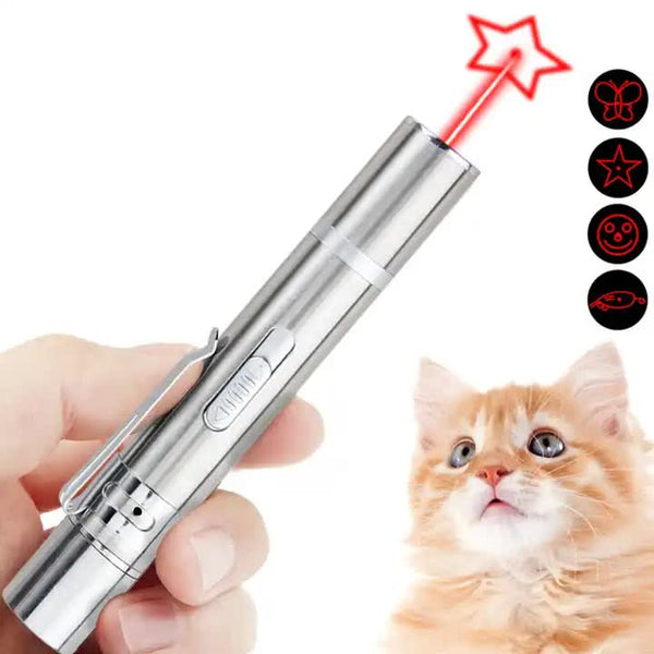2Pcs Usb Rechargeable Cat Laser Pointer Toy Interactive Star & Butterfly Patterns Cat Toys