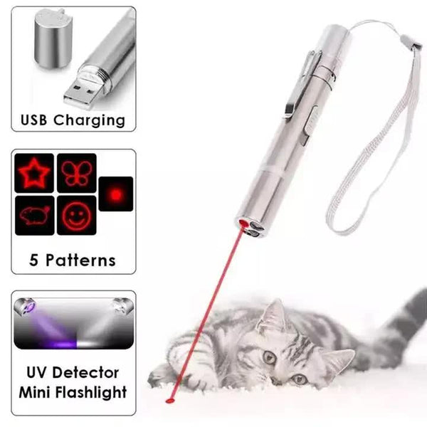 2Pcs Usb Rechargeable Cat Laser Pointer Toy Interactive Star & Butterfly Patterns Cat Toys