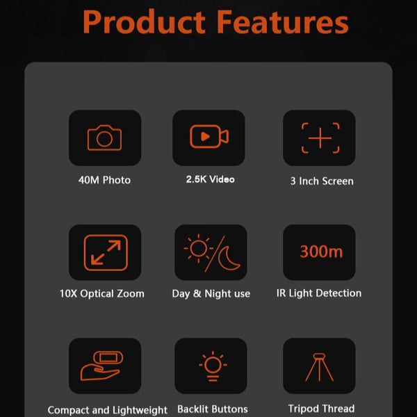 Elosung Black Digital Night Vision Binoculars 3.0'' Ips Screen 10X Optical Zoom 2.5K Video Recording Infrared For 300M Range Binoculars & Monoculars