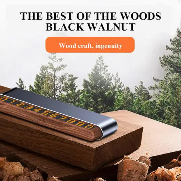 Elosung Gray Premium Alloy Wood Temporary Parking Card Sliding Design For Privacy Includes 6 Number Sets Other Car Interior