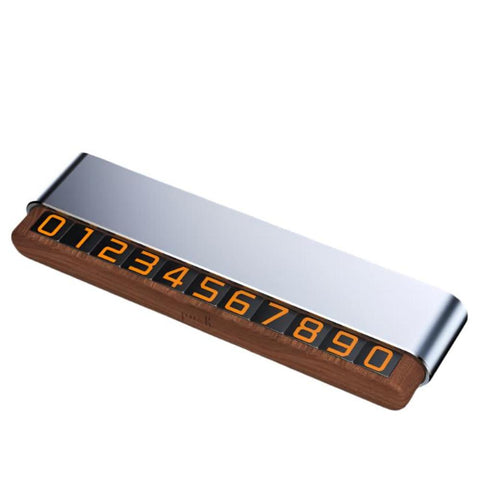 Elosung Silver Dual Number Alloy Wood Temporary Parking Card Sliding Privacy Design Includes 8 Sets Other Car Interior