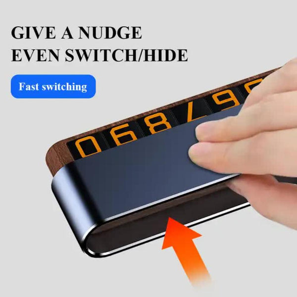 Elosung Silver Dual Number Alloy Wood Temporary Parking Card Sliding Privacy Design Includes 8 Sets Other Car Interior